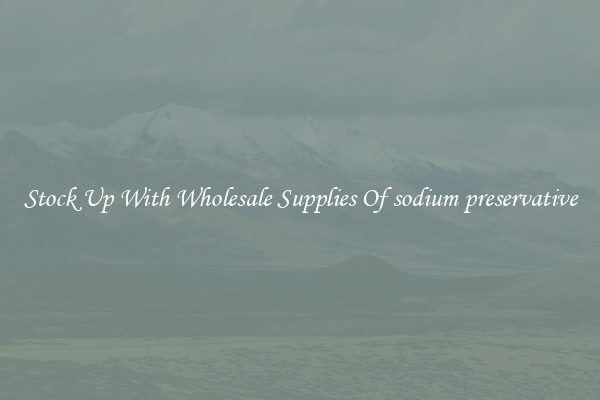 Stock Up With Wholesale Supplies Of sodium preservative