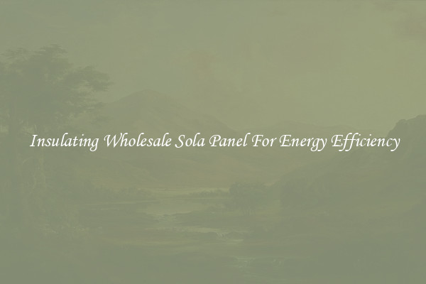Insulating Wholesale Sola Panel For Energy Efficiency