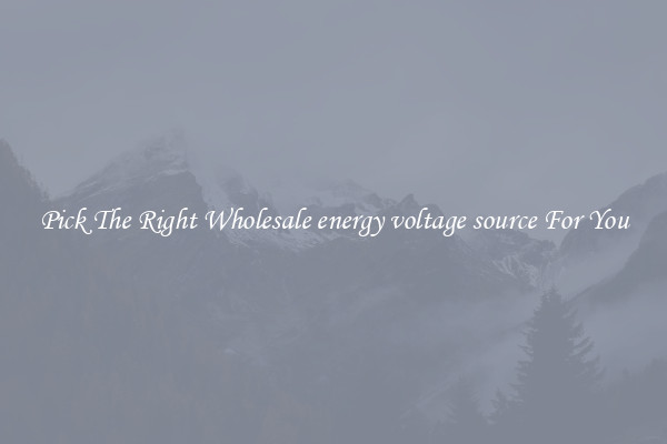 Pick The Right Wholesale energy voltage source For You